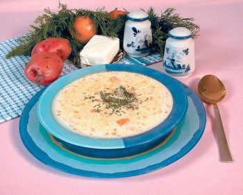 Суп с плавленым сыром и креветками